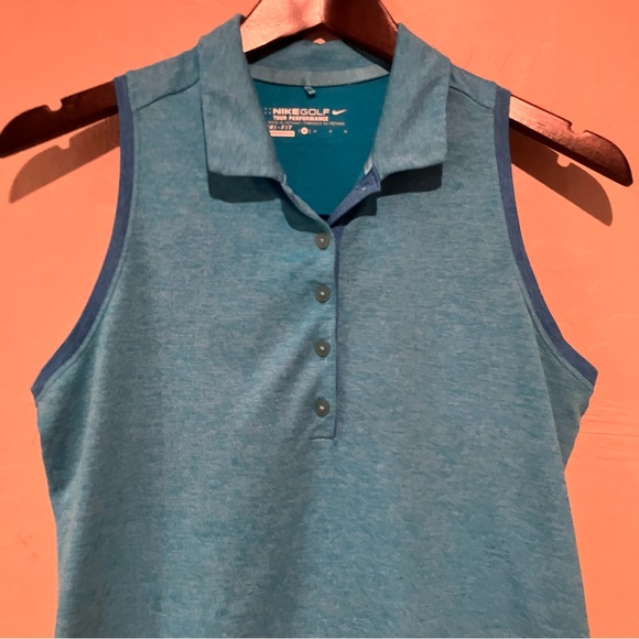 Nike Golf Women's Blue Turquoise Racer Back Sleeveless Polo Top Size Medium - Picture 6 of 12